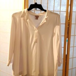 White Three Quarter Length Sleeve Shirt
